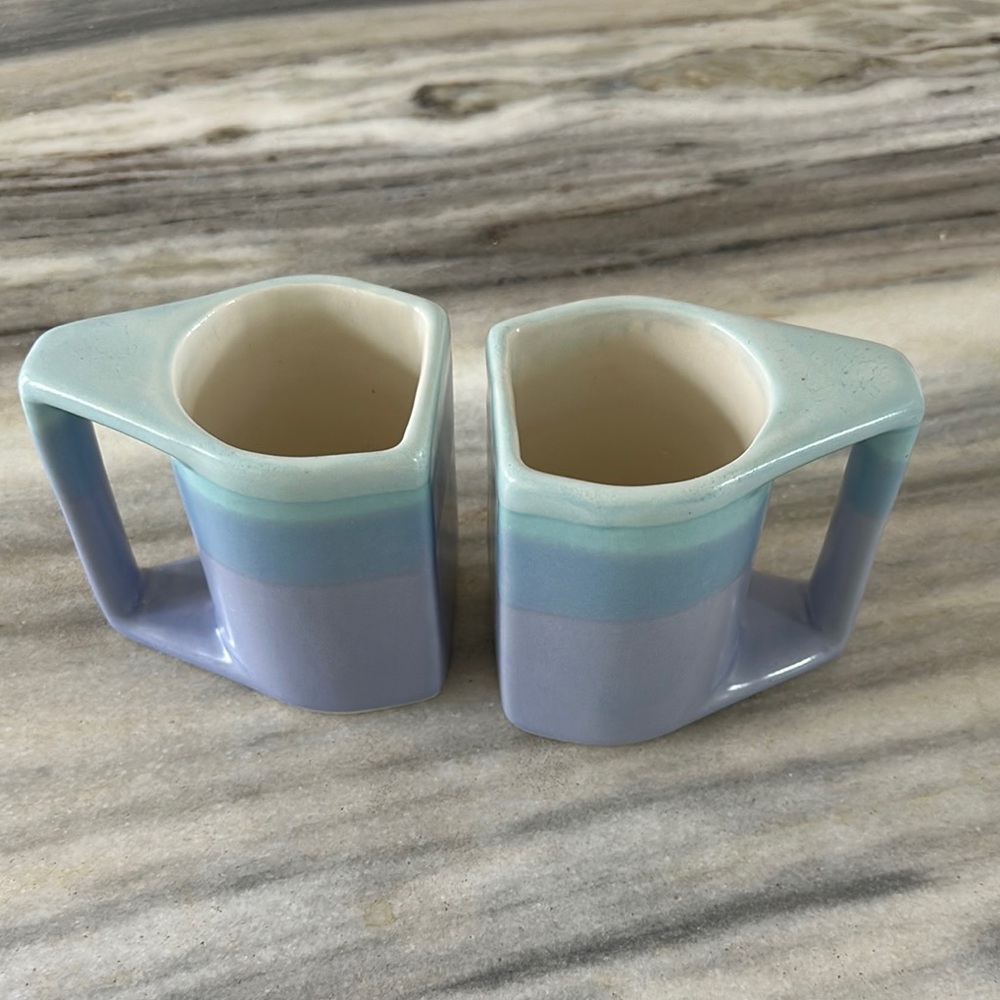 VINTAGE RODOLFO PADILLA OMBRÉ Stoneware coffee mugs -SET OF 2